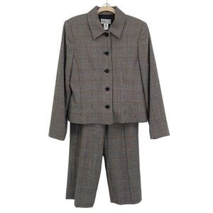 Pendleton 100% Virgin Wool 2 PC Pant Suit Plaid Herringbone Size 12
